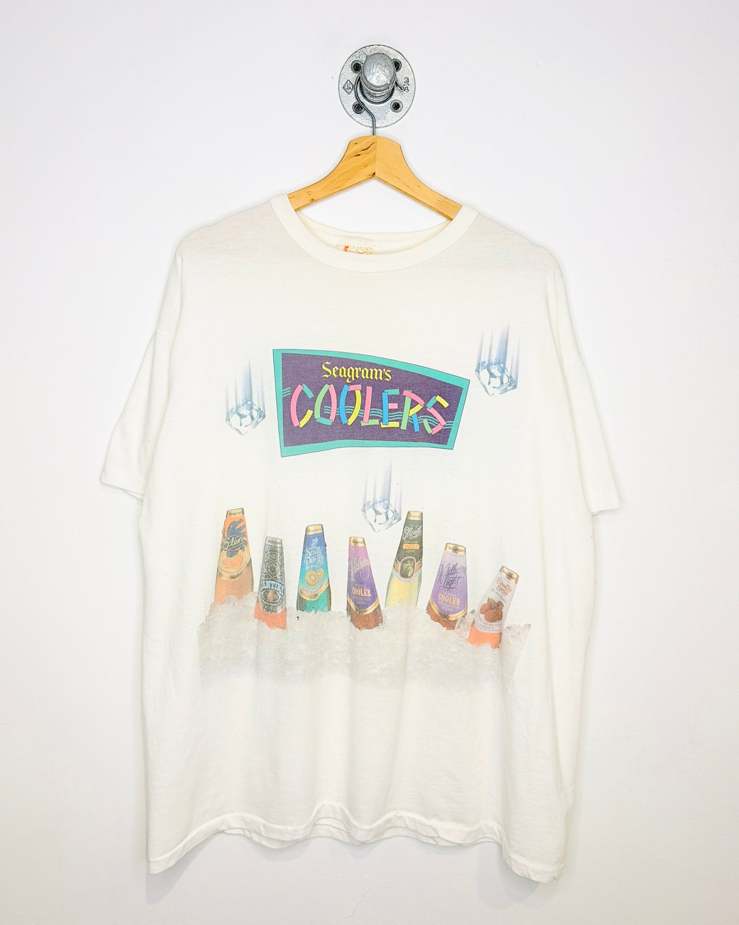 Vintage 80s Seagram’s Coolers Paper Thin White Promo Tee Shirt