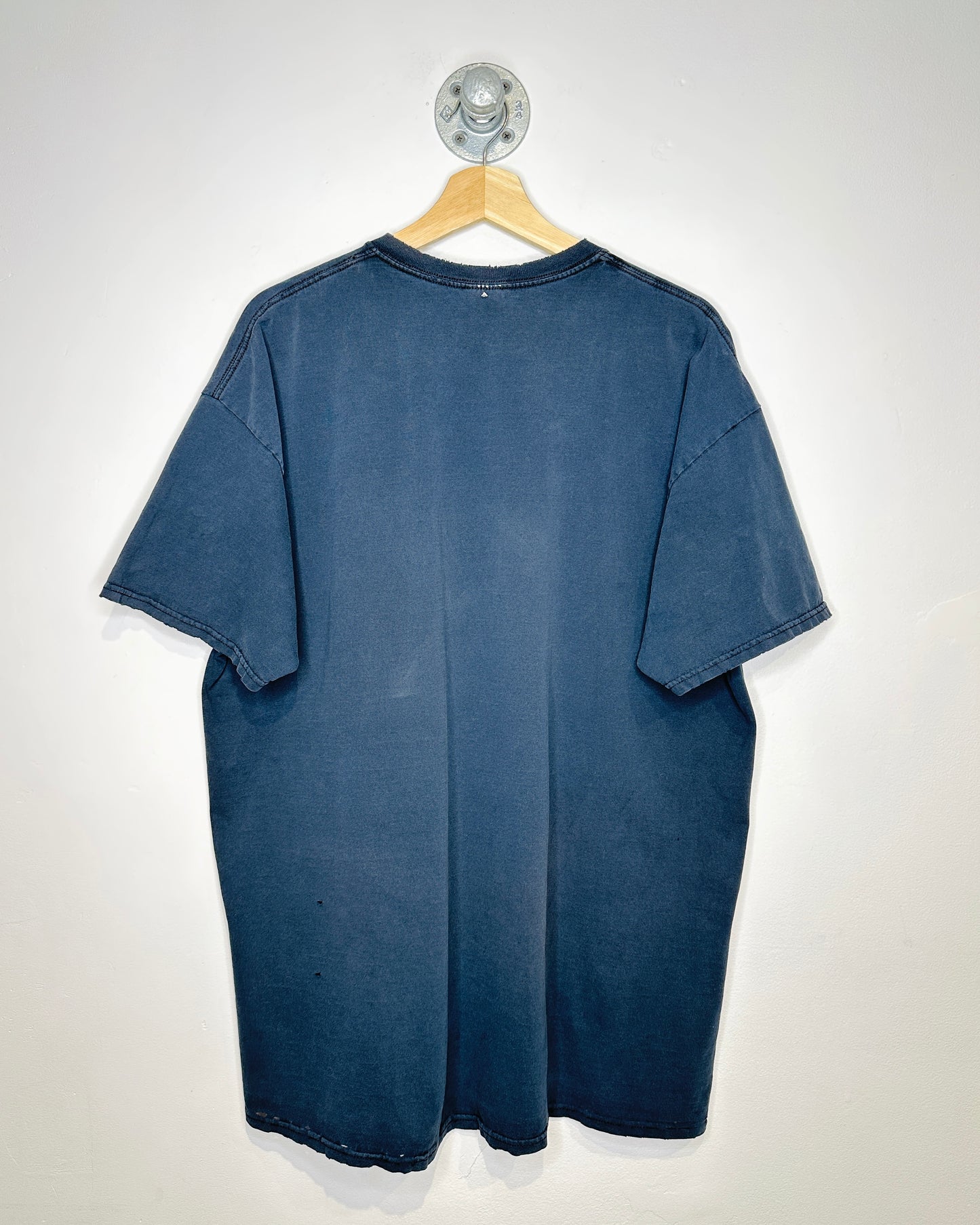 Vintage Y2K Flaming Skulls Distressed Black Tee Shirt