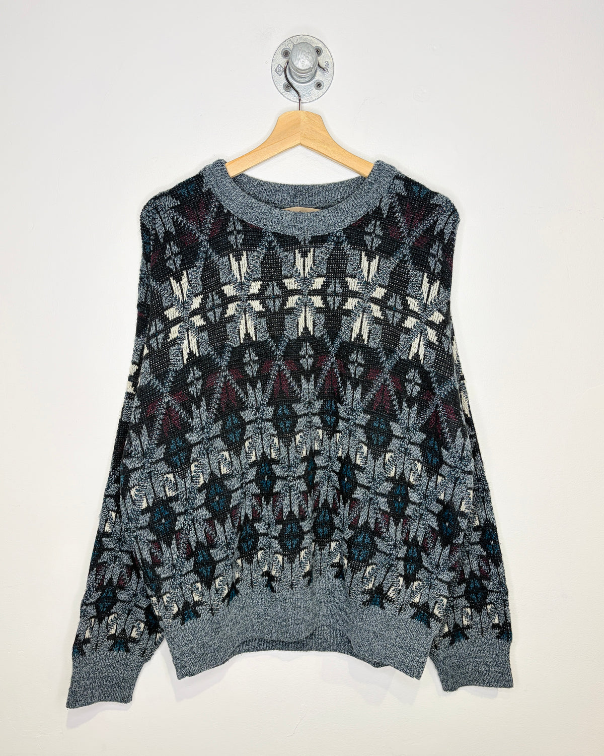 Vintage 90s Jantzen Grey Patterned Sweater