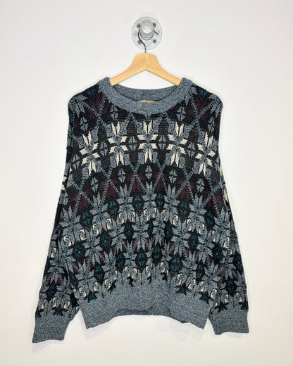 Vintage 90s Jantzen Grey Patterned Sweater