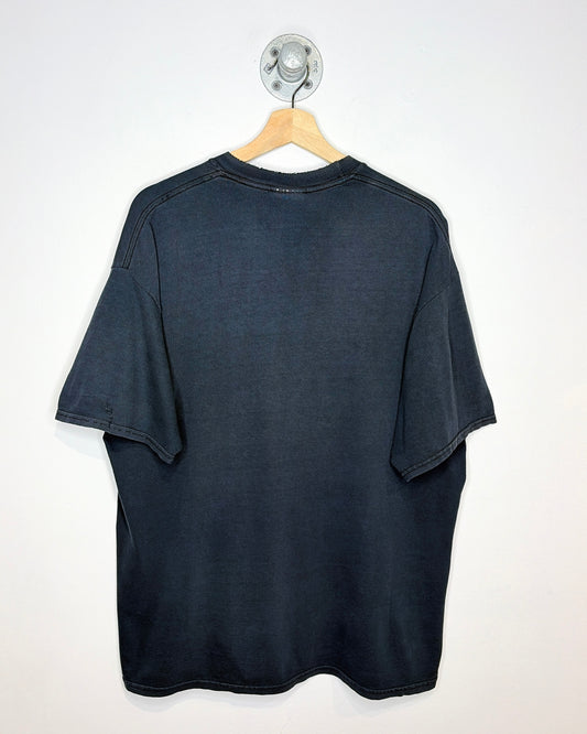 Vintage Early 2000s Dale Jr NASCAR Faded And Distressed Black Tee Shirt