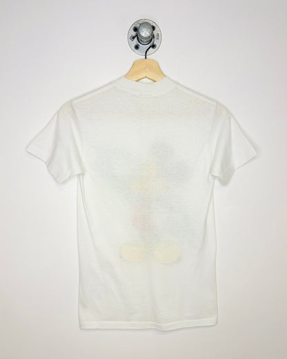 Vintage 90s Mickey Mouse Paper Thin White Tee Shirt