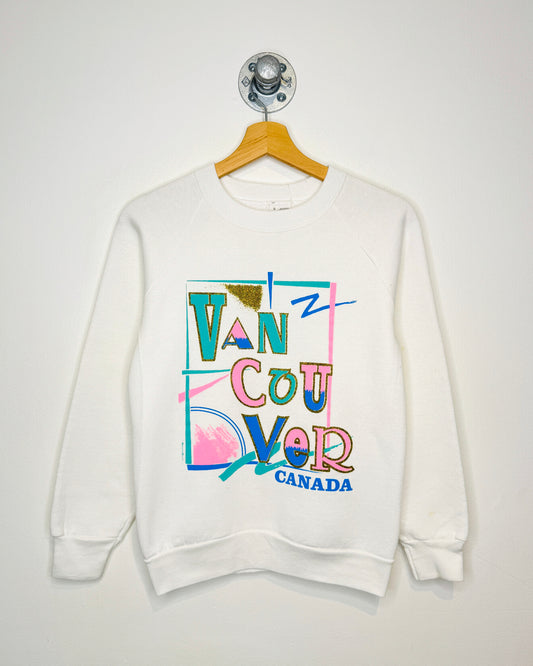 Vintage 90s Vancouver Canada White Crewneck Sweatshirt