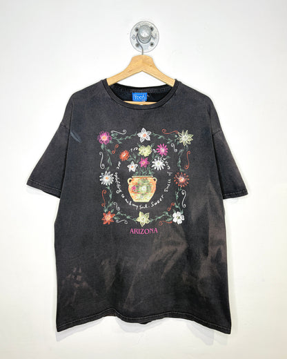 Vintage 90s Winnie The Pooh Flowers Arizona Faded Black Tee Shirt
