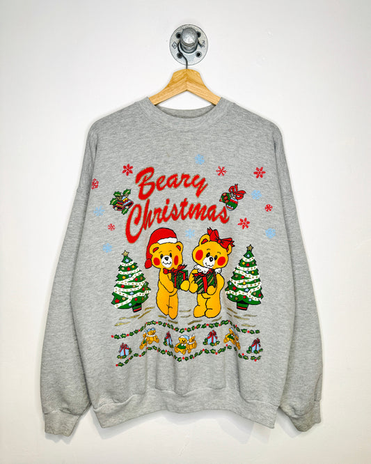 Vintage Berry Christmas Grey Crewneck Sweatshirt