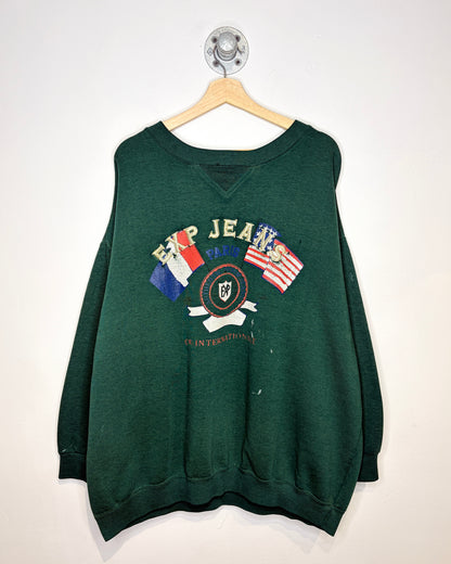 Vintage 1990s Exp Jeans Green Crewneck Sweatshirt