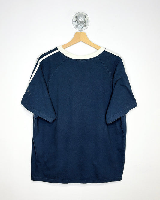 2000s Boxy Edmonton Oilers Navy & White Raglan Tee Shirt