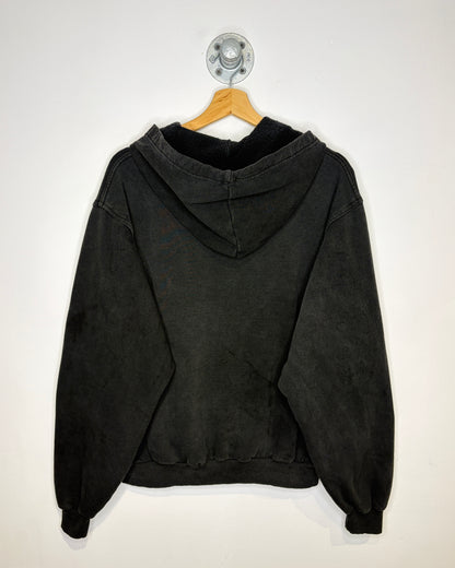 Vintage 90s Boxy Mossimo Faded Black Zip Up Hoodie