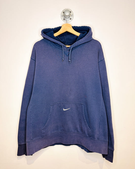 2000s Nike Center Swoosh Faded Navy Blue Hoodie