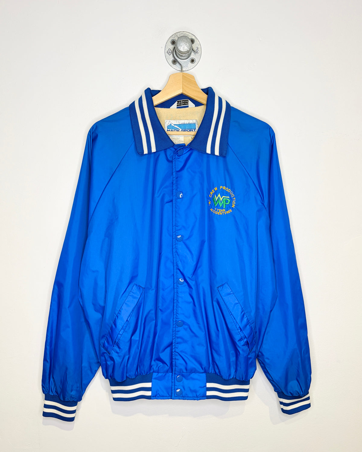 Vintage 70s WWP Crew Productions Blue Varsity Jacket