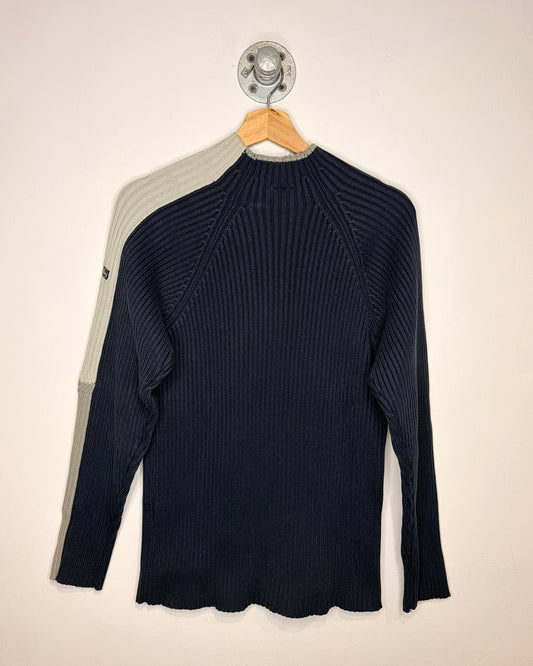 Vintage Y2K Quicksilver Ribbed TwoTone Navy Sweater