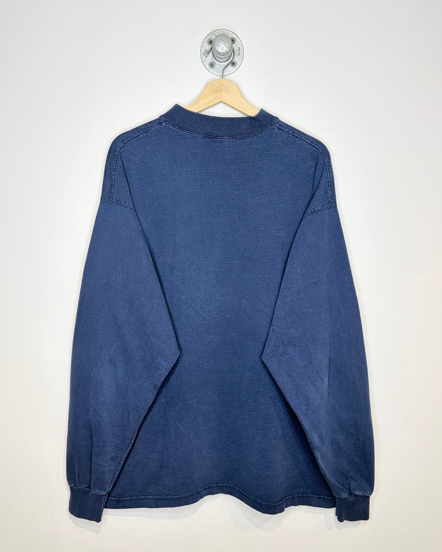Vintage 90s Syracuse Faded Navy Mock Neck Longsleeve Shirt