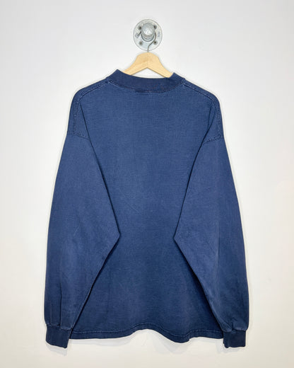 Vintage 90s Syracuse Faded Navy Mock Neck Longsleeve Shirt