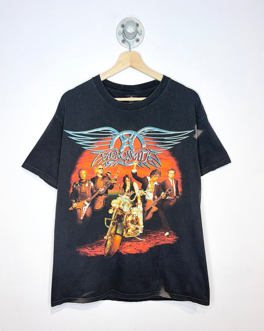 Vintage 2006 Aerosmith Faded Black Band Tee Shirt