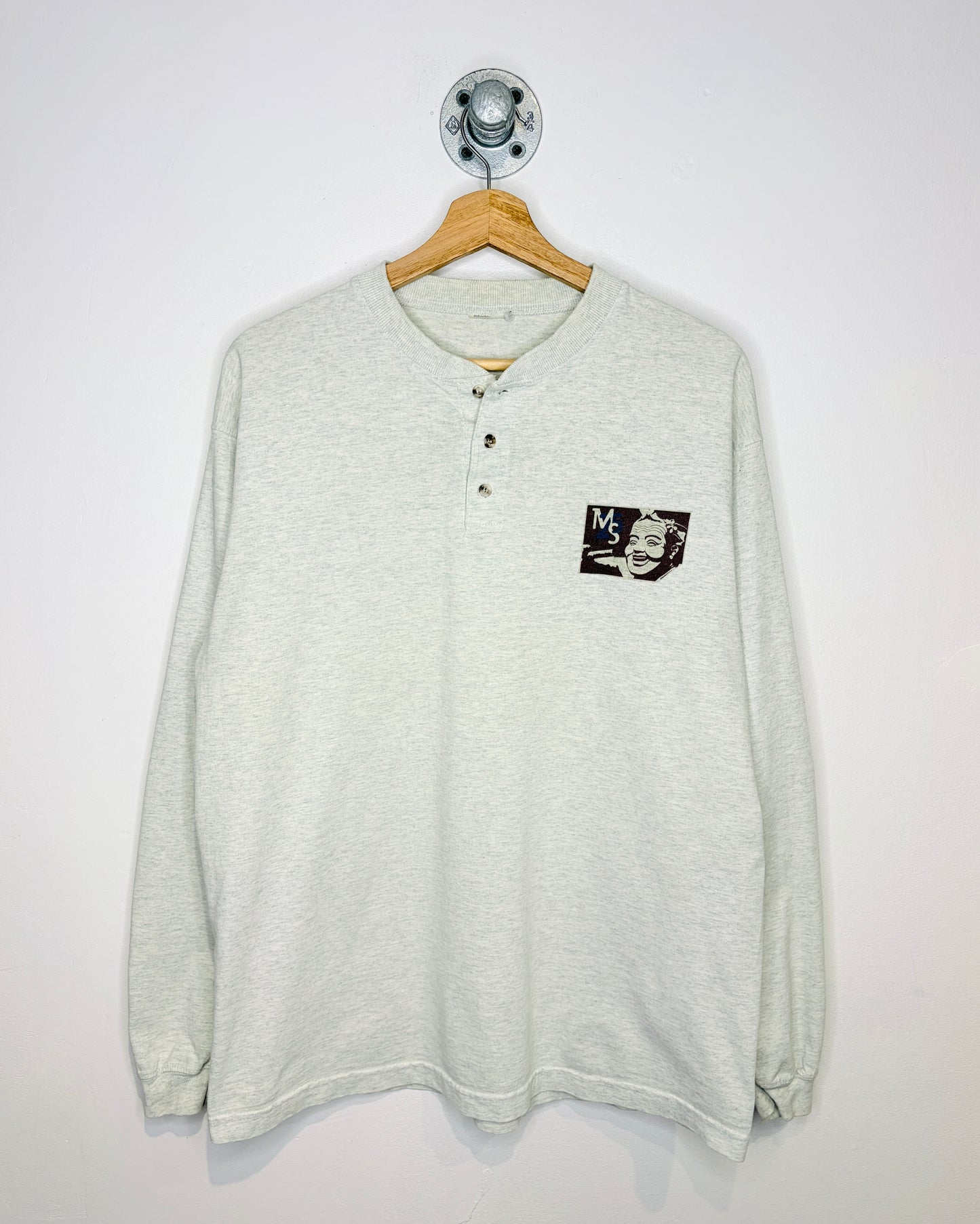 Vintage 90s MS25 Heather Grey Henley Longsleeve Shirt