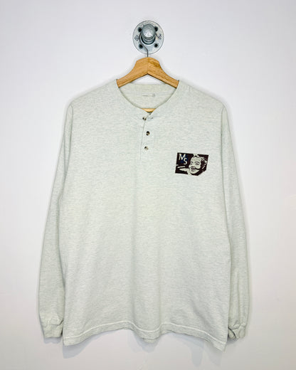 Vintage 90s MS25 Heather Grey Henley Longsleeve Shirt