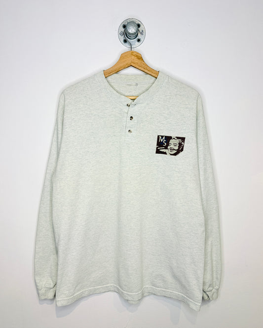 Vintage 90s MS25 Heather Grey Henley Longsleeve Shirt