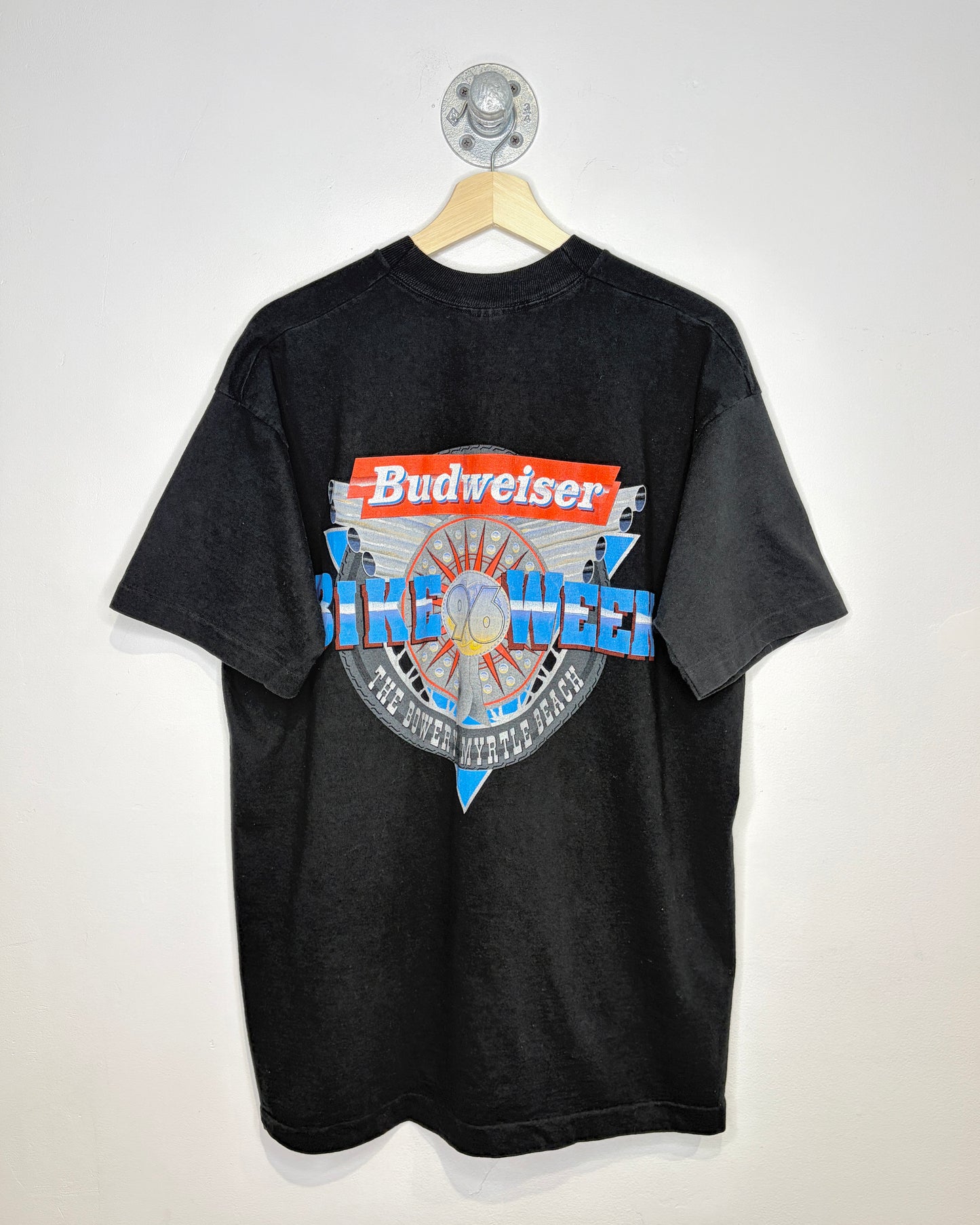 Vintage 1996 Bowery Myrtle Beach Bike Week Black Tee Shirt