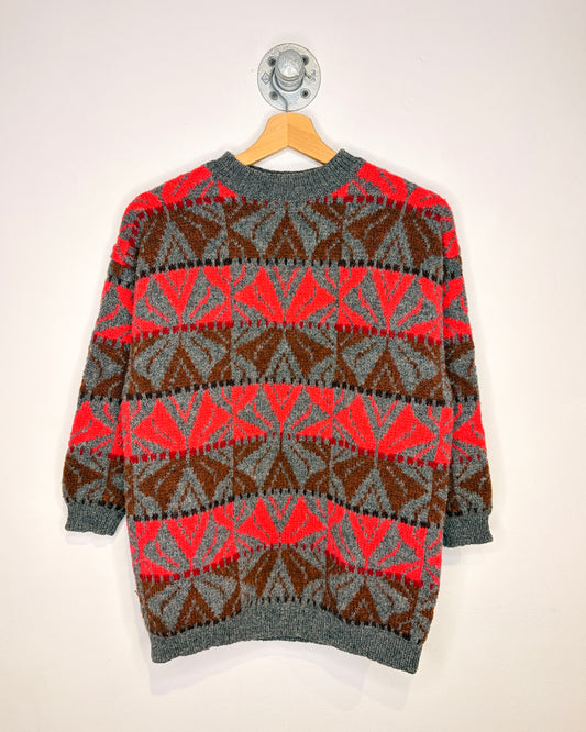 Vintage 80s Benetton Italian Made Grey Wool Sweater