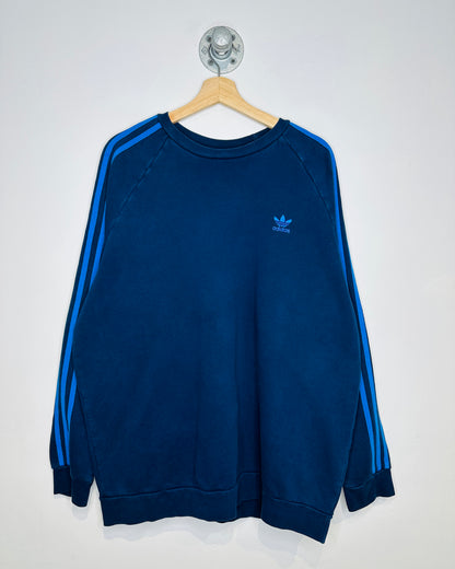 Adidas Navy Two Stripe Crewneck Sweatshirt