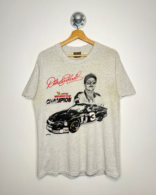 Vintage 90s Dale Earnhardt NASCAR Distressed Grey Tee Shirt