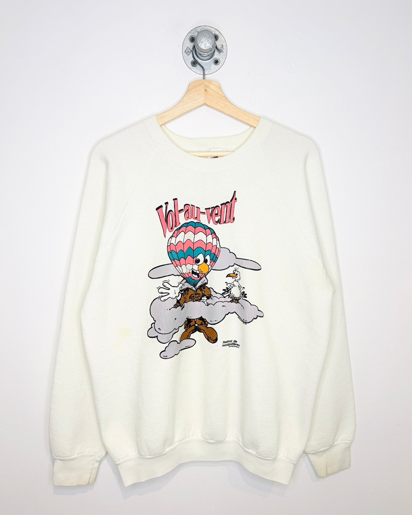 Vintage 1992 Vol-Au-Vent Festival White Crewneck Sweatshirt