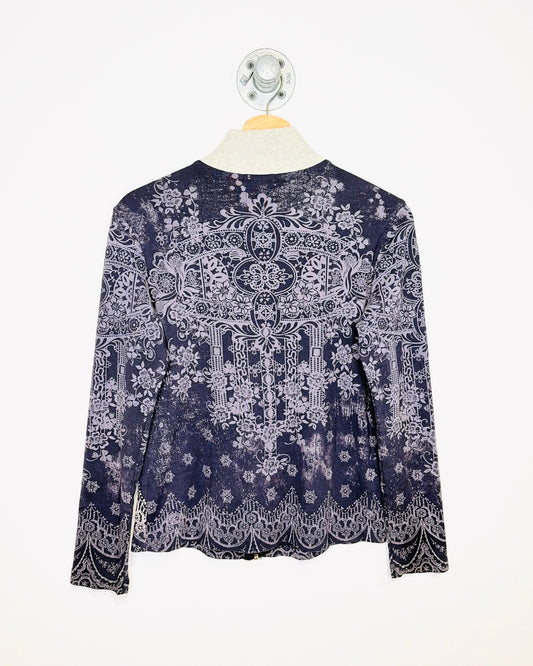 Vintage 90s Y2K Women's Vanilla Sugar AOP Zip Up Sweatshirt