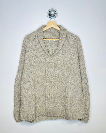 Vintage Romney Designs Grey Cable Knit Collared Sweater