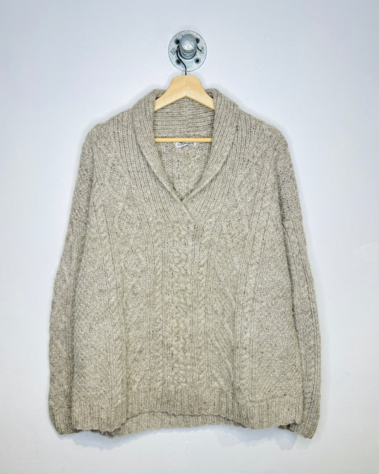 Vintage Romney Designs Grey Cable Knit Collared Sweater