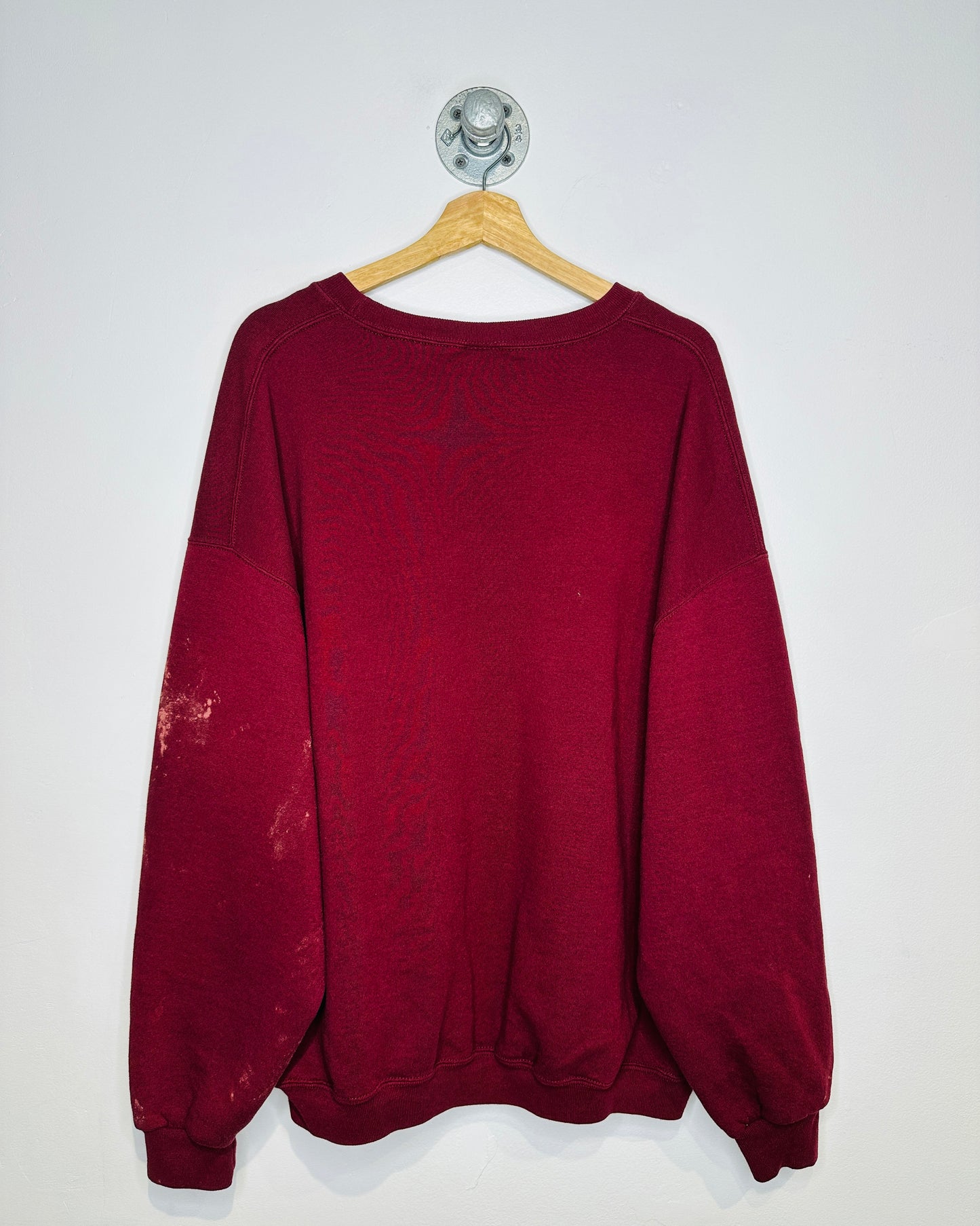 Vintage Davis County Russell Athletics Volleyball Burgundy Bleach Stained Crewneck Sweatshirt