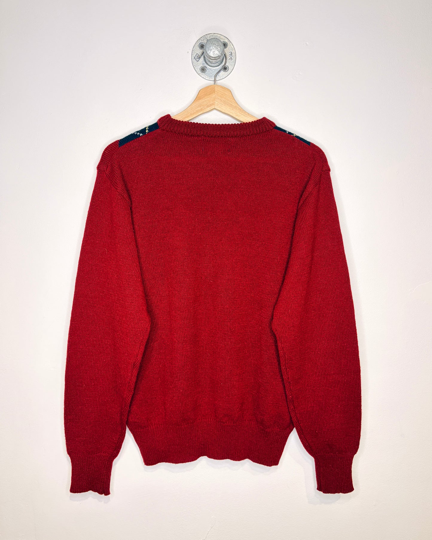 Vintage 90s Arrow Deep Red Argyle Print Sweater