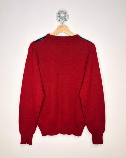 Vintage 90s Arrow Deep Red Argyle Print Sweater