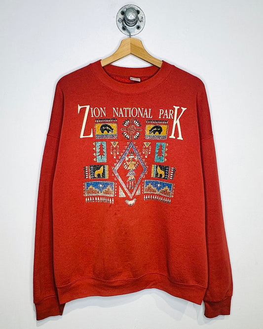 Vintage 90s Zion National Park Red Crewneck Sweatshirt