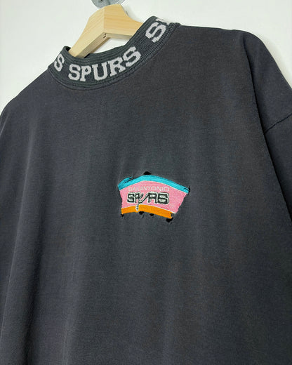 Vintage 90s San Antonio Spurs Starter Faded Black Tee Shirt