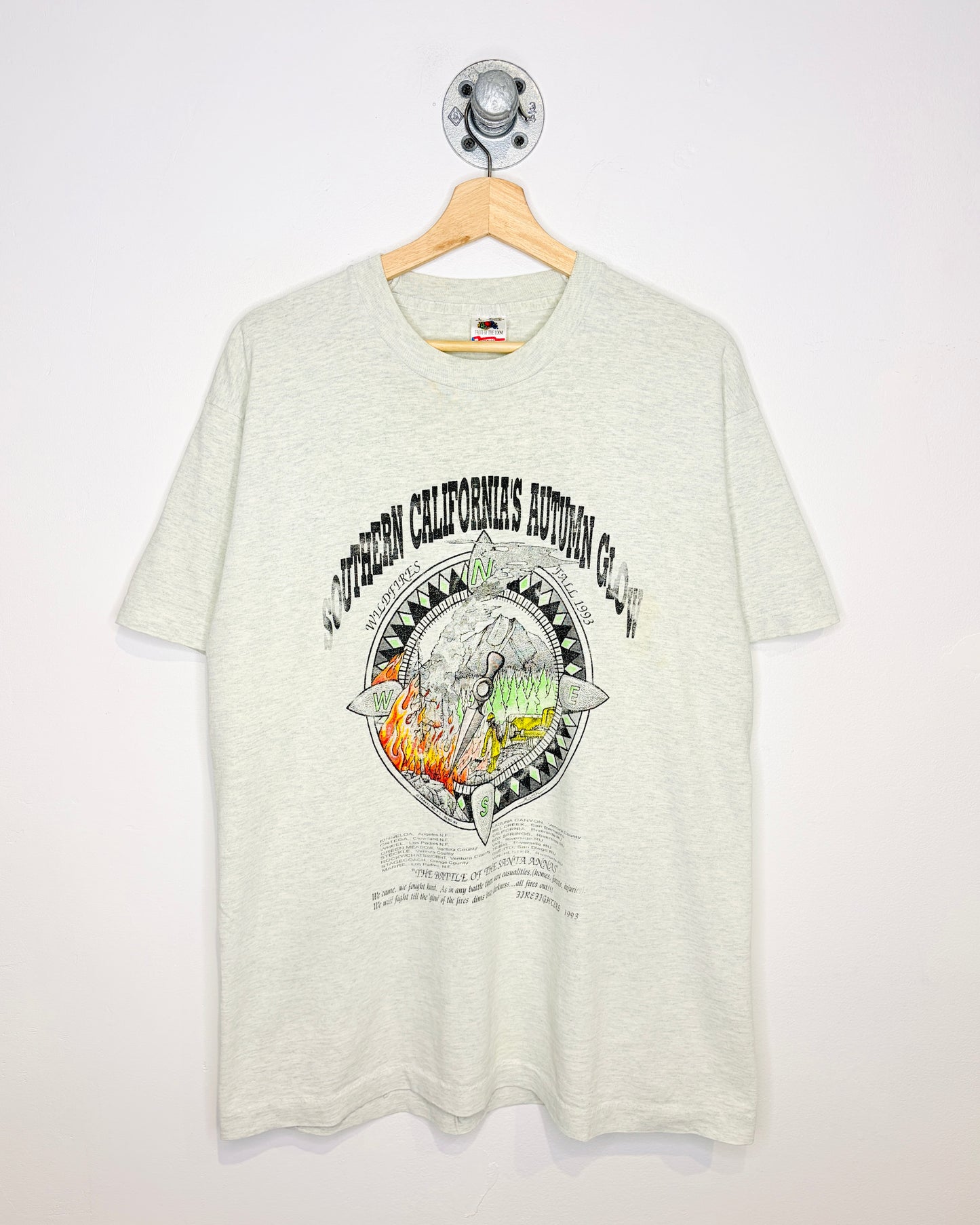 Vintage 1993 Battle Of Santa Annas California Ash Grey Tee Shirt