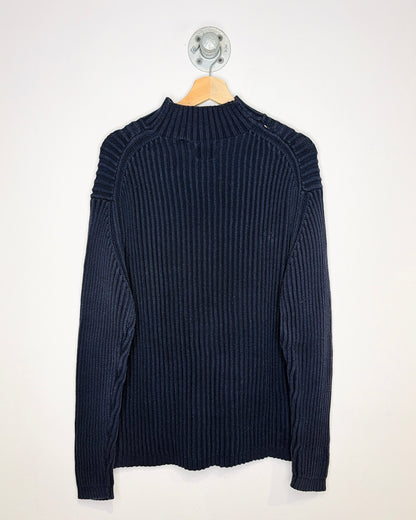 Vintage 1990s GAP Navy Ribbed Mock Neck Sweater