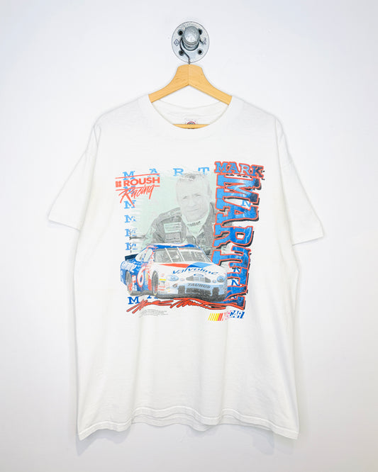 Vintage 2000s Mark Martin Roush Racing Nascar White Tee Shirt