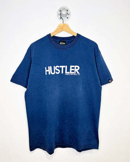 Vintage 90s/00s Hustler Faded Navy Blue Tee Shirt