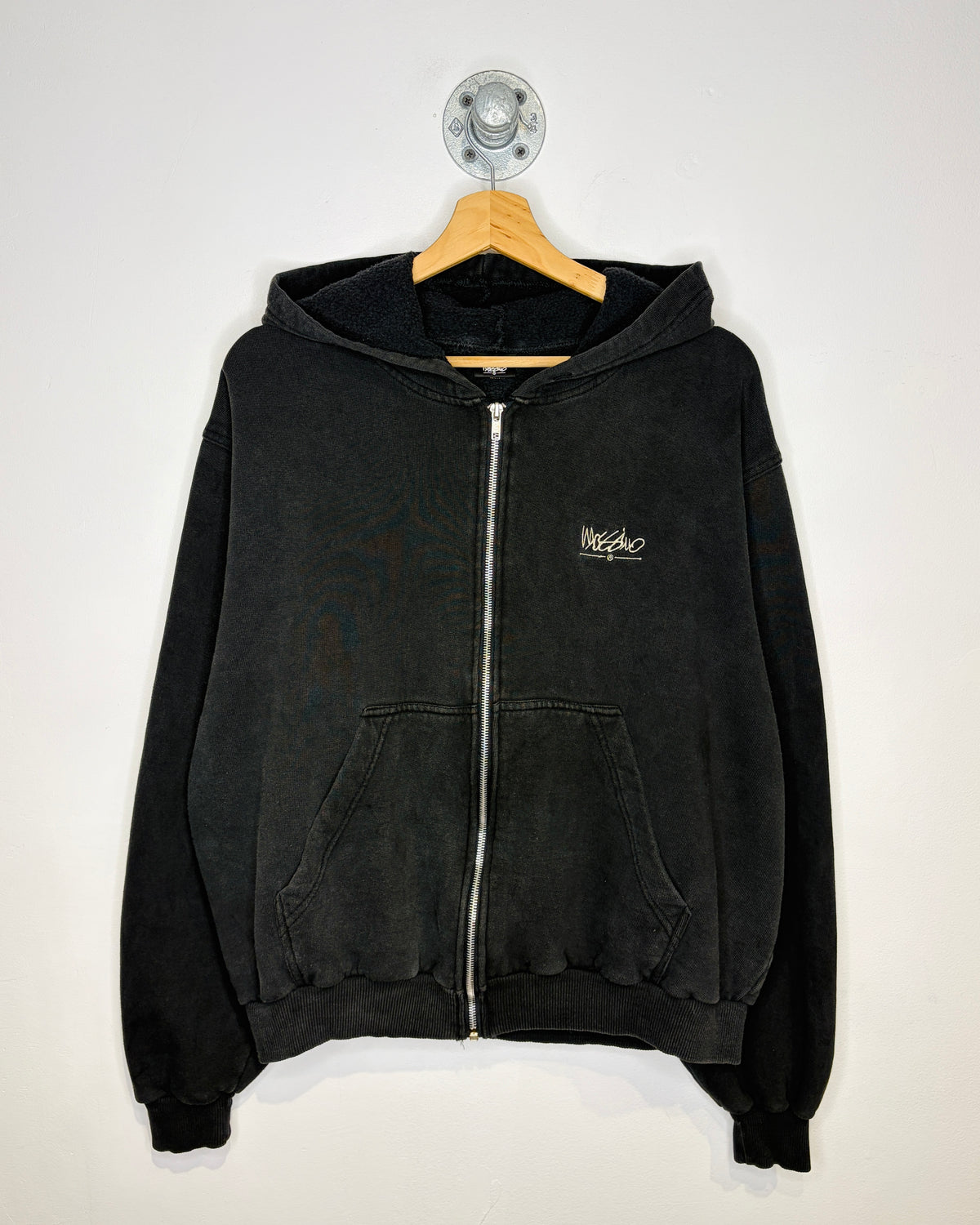 Vintage 90s Boxy Mossimo Faded Black Zip Up Hoodie