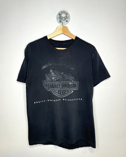 2000s Harley Davidson Faded & Distressed Black Tee Shirt