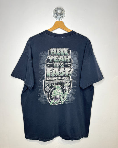 2000s Piranaz Racing Heavily Faded Black Tee Shirt