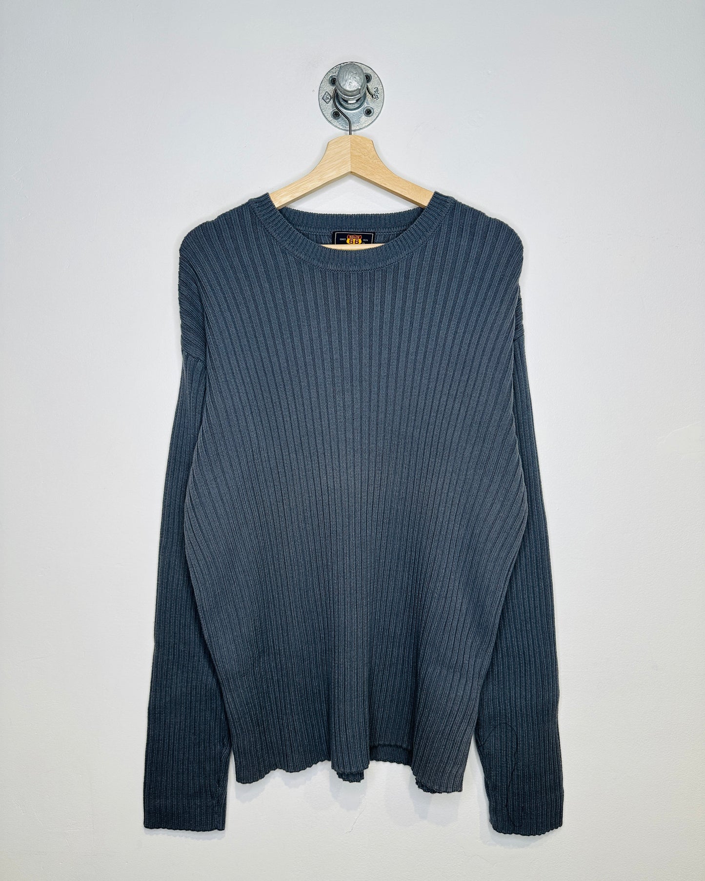 Vintage Early 2000s Ribbed Grey Cotton Sweater