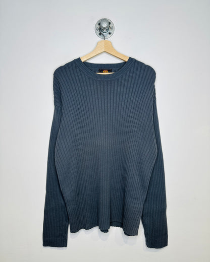 Vintage Early 2000s Ribbed Grey Cotton Sweater