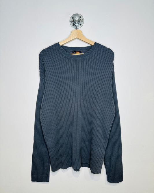 Vintage Early 2000s Ribbed Grey Cotton Sweater