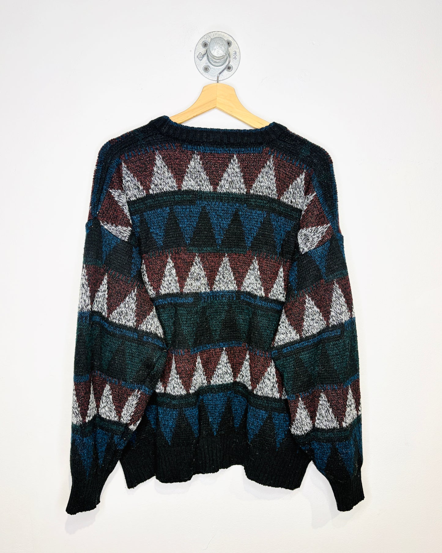 Vintage 1990s Michael Gerald Aztec Print Multi-Colour Acrylic Cardigan