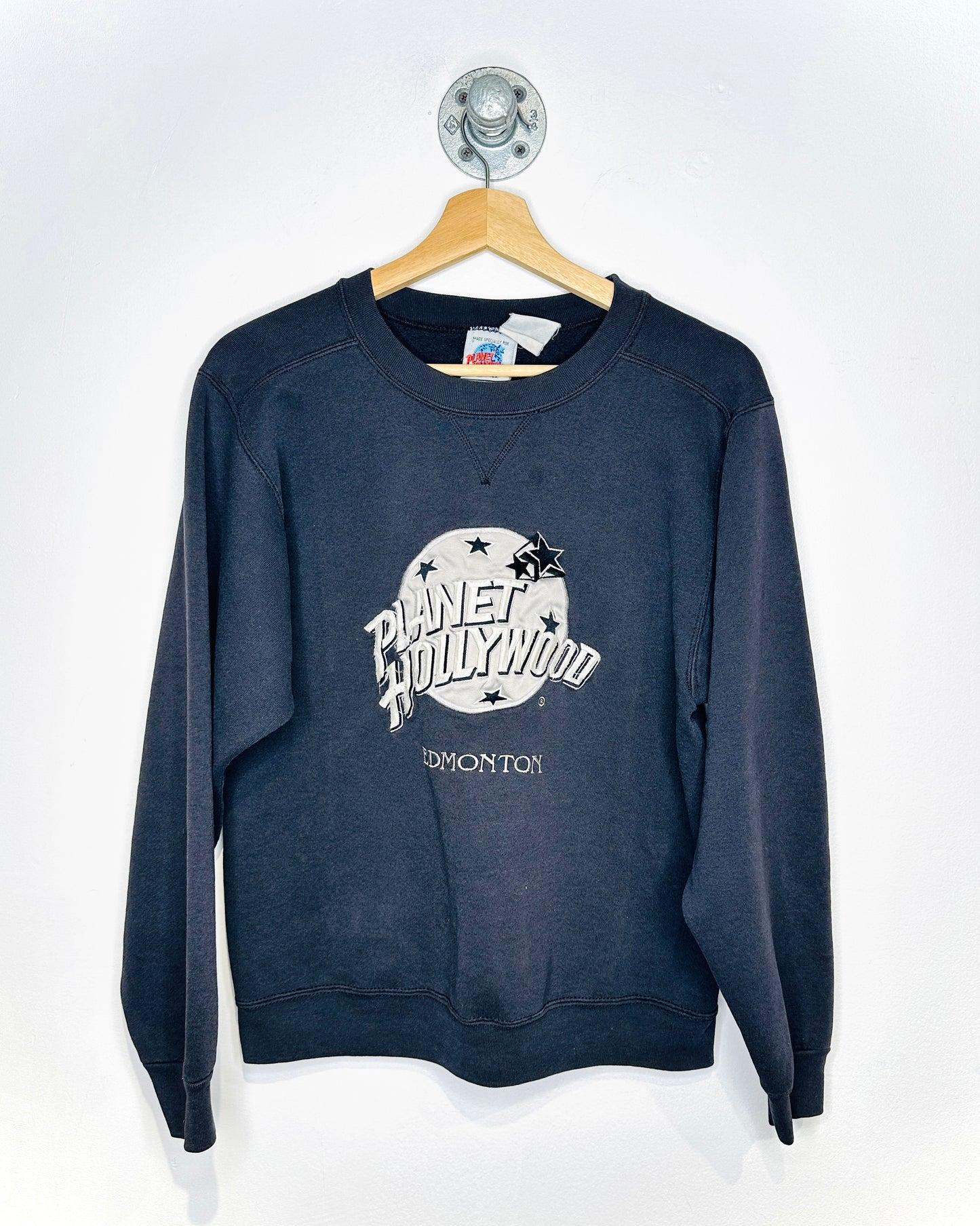 Vintage 1990 Planet Hollywood Edmonton Black Crewneck Sweatshirt
