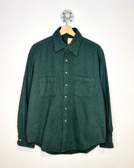 Vintage 1970s Two Pocket Charcoal Grey Utility Long Sleeve Button Up Shirt