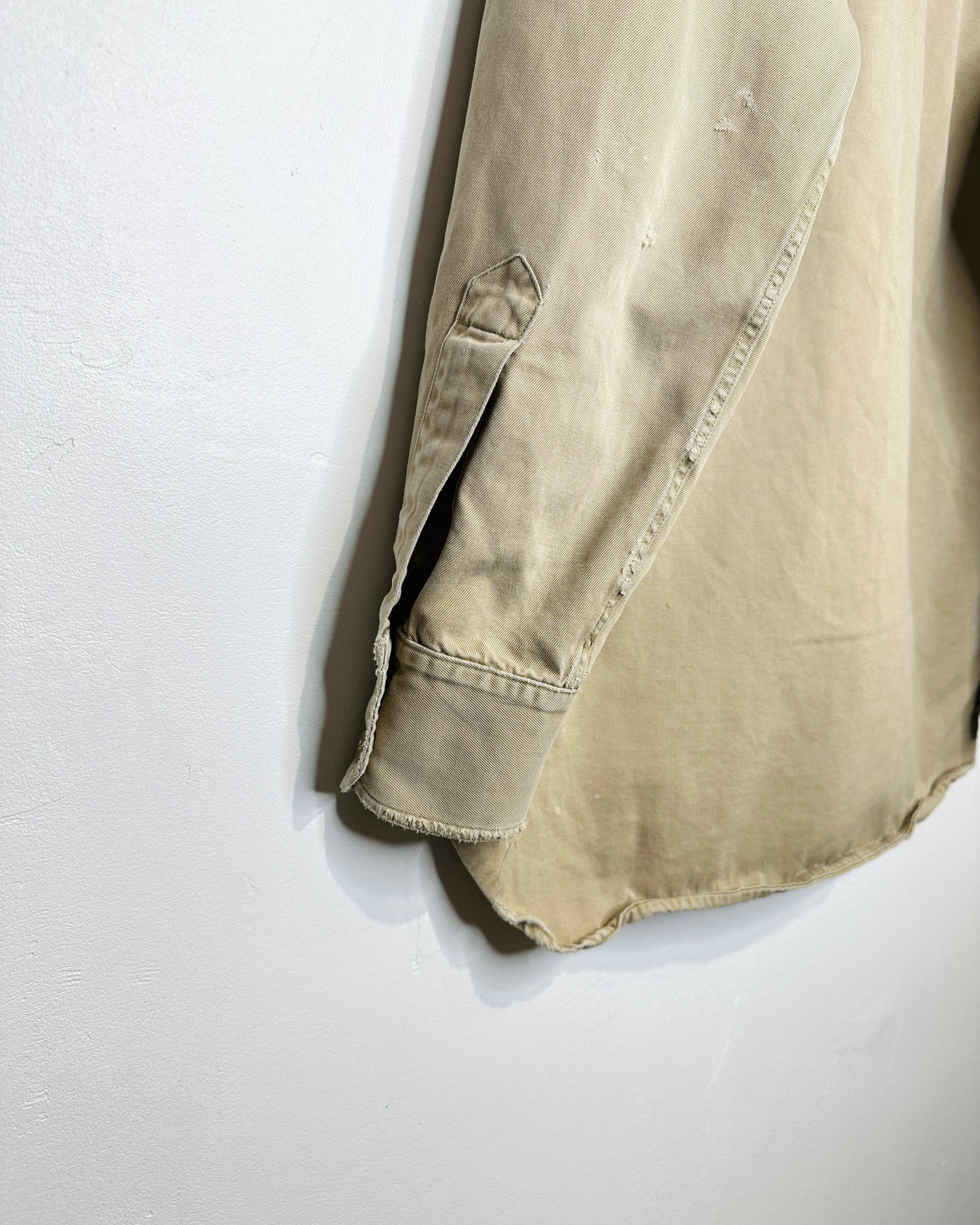 Vintage Distressed Khaki Button Up Longsleeve Shirt