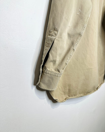 Vintage Distressed Khaki Button Up Longsleeve Shirt