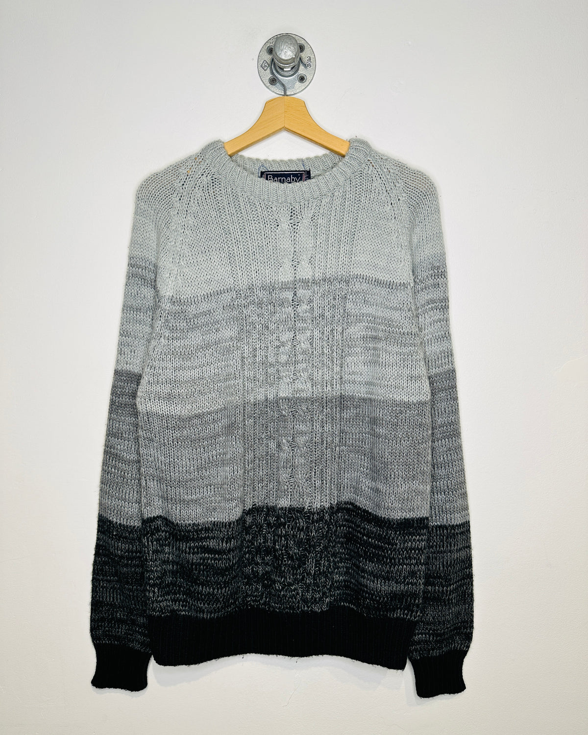 Vintage 1980s Barnaby Grey And Black Acrylic Sweater